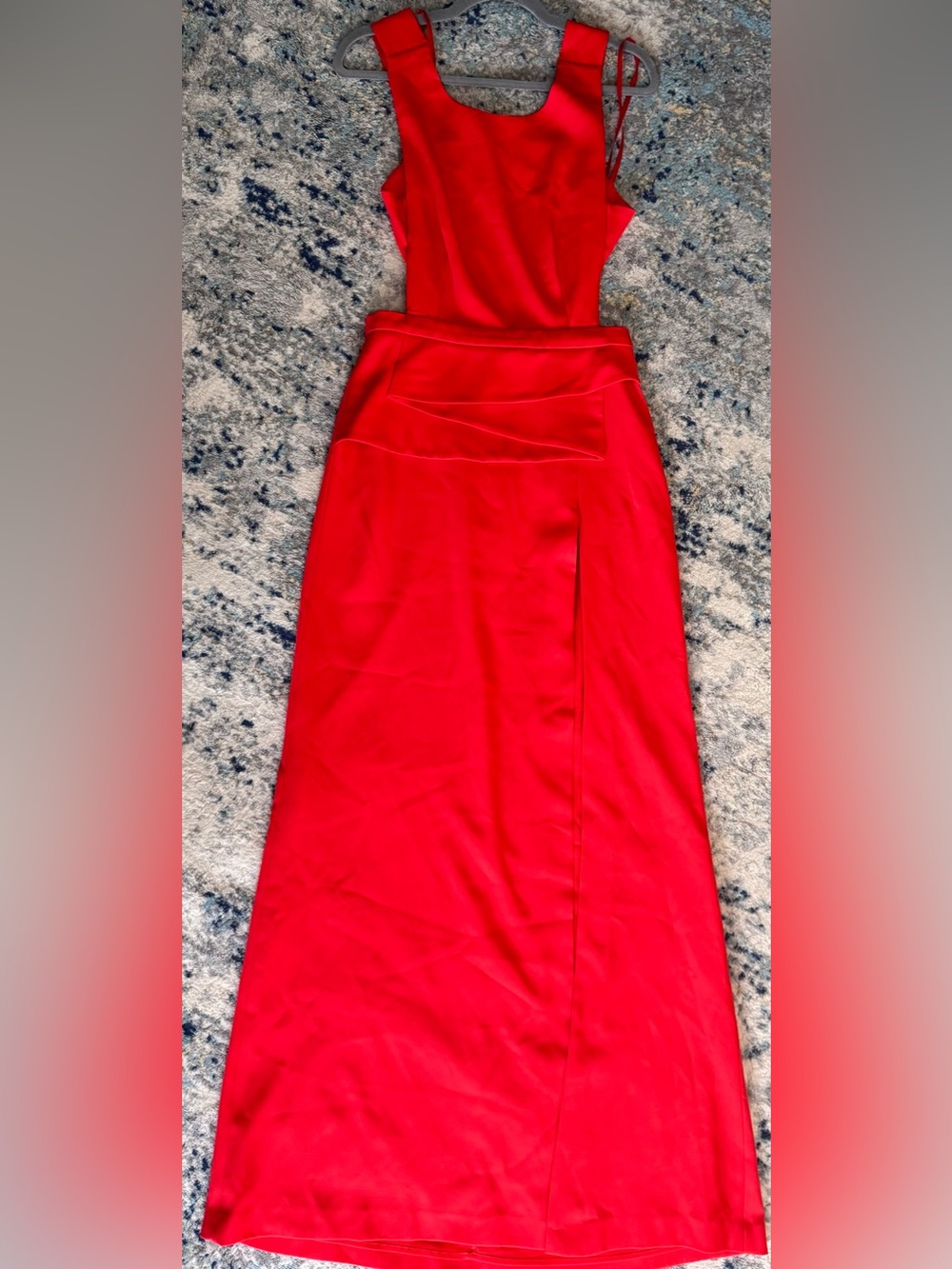 BCBGMaxAzria Kiara BT Poppy Red Evening Gown, Size 6..Peplum, Slit, Cut-out - Picture 8 of 11